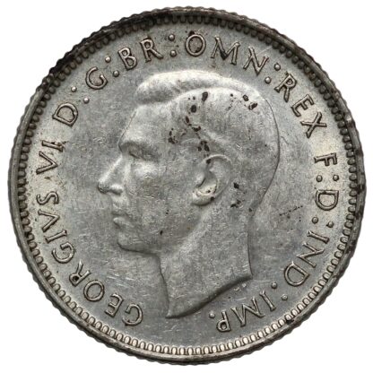 Australia 1939 Sixpence 6D George VI Sterling Silver Coin - Scarce Key Date - Image 2