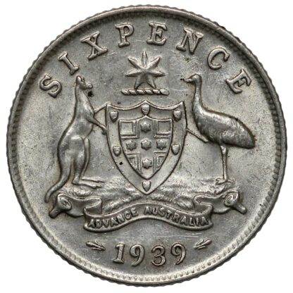 Australia 1939 Sixpence 6D George VI Sterling Silver Coin - Scarce Key Date - Image 3