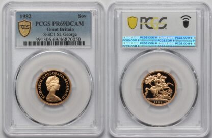 PCGS Graded PR69DCAM Great Britain 1982 Full Sovereign St George Proof Gold Coin - Image 3