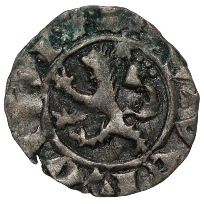 Medieval Crusader Cyprus James I 1382-1398 Denier Rampant Lion Billon Coin - Image 2