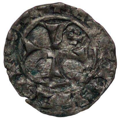Medieval Crusader Cyprus James I 1382-1398 Denier Rampant Lion Billon Coin - Image 3