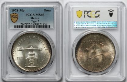 PCGS Graded MS65 Mexico 1978-Mo 1 Onza Scale Type 2 Uncirculated Silver Coin - Image 3