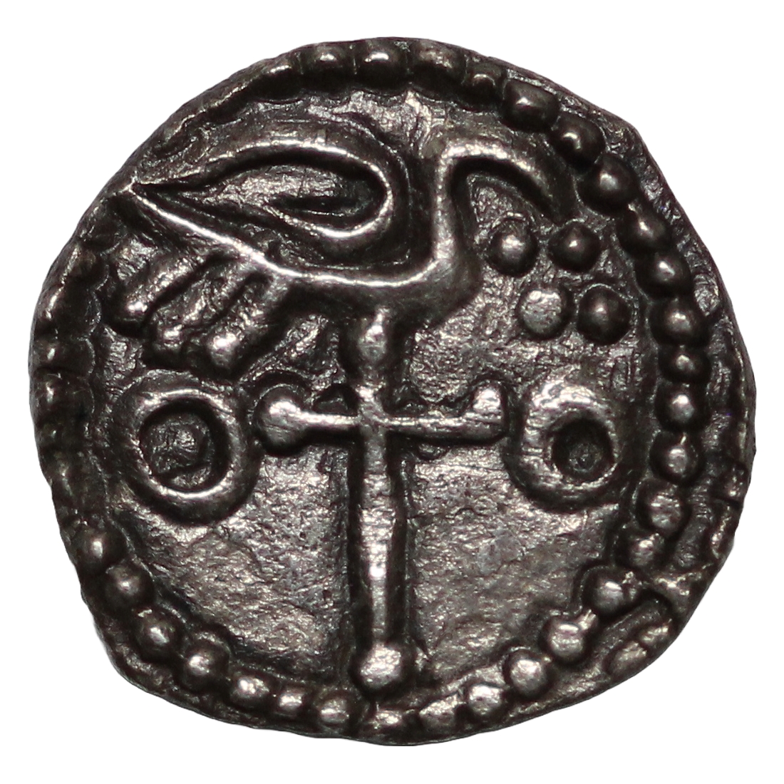 English Early Anglo-Saxon Hammered Silver Coin AR Sceatt Bird on Cross c.710-760 - Image 3