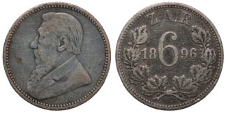 South Africa 1896 Sixpence