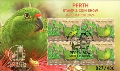 2024 Perth Stamp & Coin Show Full Set of Eight Daily Minisheets Coloured Foil - Image 3