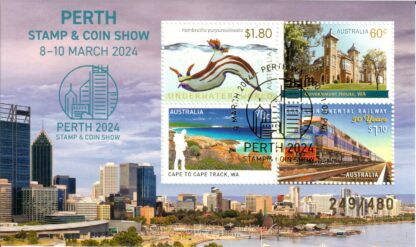 2024 Perth Stamp & Coin Show Full Set of Eight Daily Minisheets Coloured Foil - Image 6