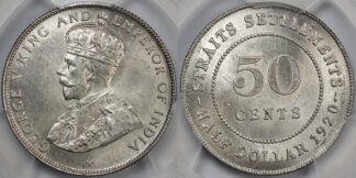 Straits Settlements 1920 50 Cents MS64