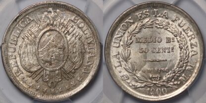 Bolivia 1900-PTS MM 50 Centavos PCGS MS64