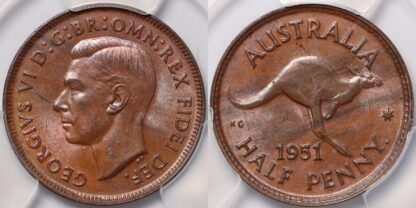 1951(p) Halfpenny with dot PCGS MS64BN