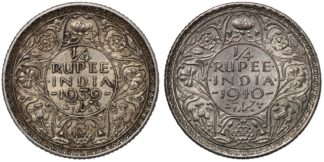 India-British 1939 & 1940 1/4 Rupee