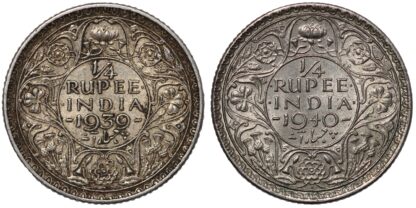 India-British 1939 & 1940 1/4 Rupee