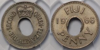 Fiji 1966 Penny Error PCGS MS63