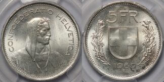 Switzerland 1969-B 5 Francs PCGS MS64