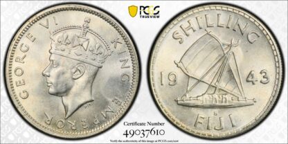 PCGS MS64 Fiji 1943-S Shilling San Francisco Mint Uncirculated Silver Coin - Image 2