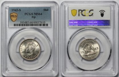 PCGS MS64 Fiji 1943-S Shilling San Francisco Mint Uncirculated Silver Coin - Image 3