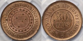 Brazil 1900 40 Reis PCGS MS64RB