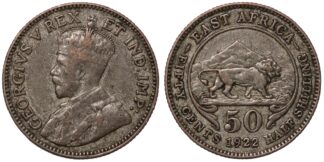 East Africa 1922 50 Cents