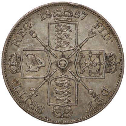 Great Britain 1887 Double Florin Arabic 1 Victoria Jubilee Head Silver Coin - Image 3