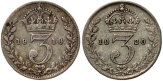 George V Threepence 1918 & 1920