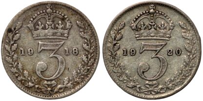 George V Threepence 1918 & 1920