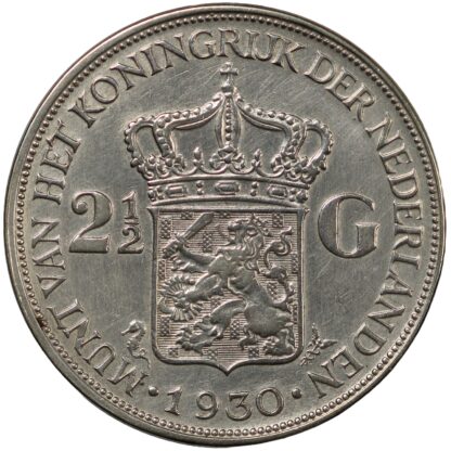 Netherlands 1930 2-1/2 Gulden Wilhelmina I KM#165 World Silver Coin - Image 3