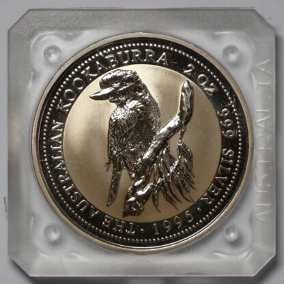 1995 Australian Kookaburra 2oz Silver Bullion Coin in Perth Mint Square Capsule - Image 3