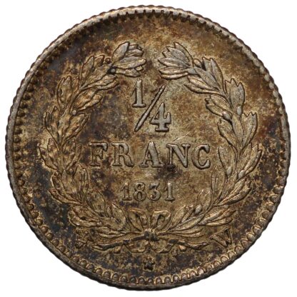 France 1831-W 1/4 Franc Louis-Philippe I Lille Mint KM# 740.13 World Silver Coin - Image 3