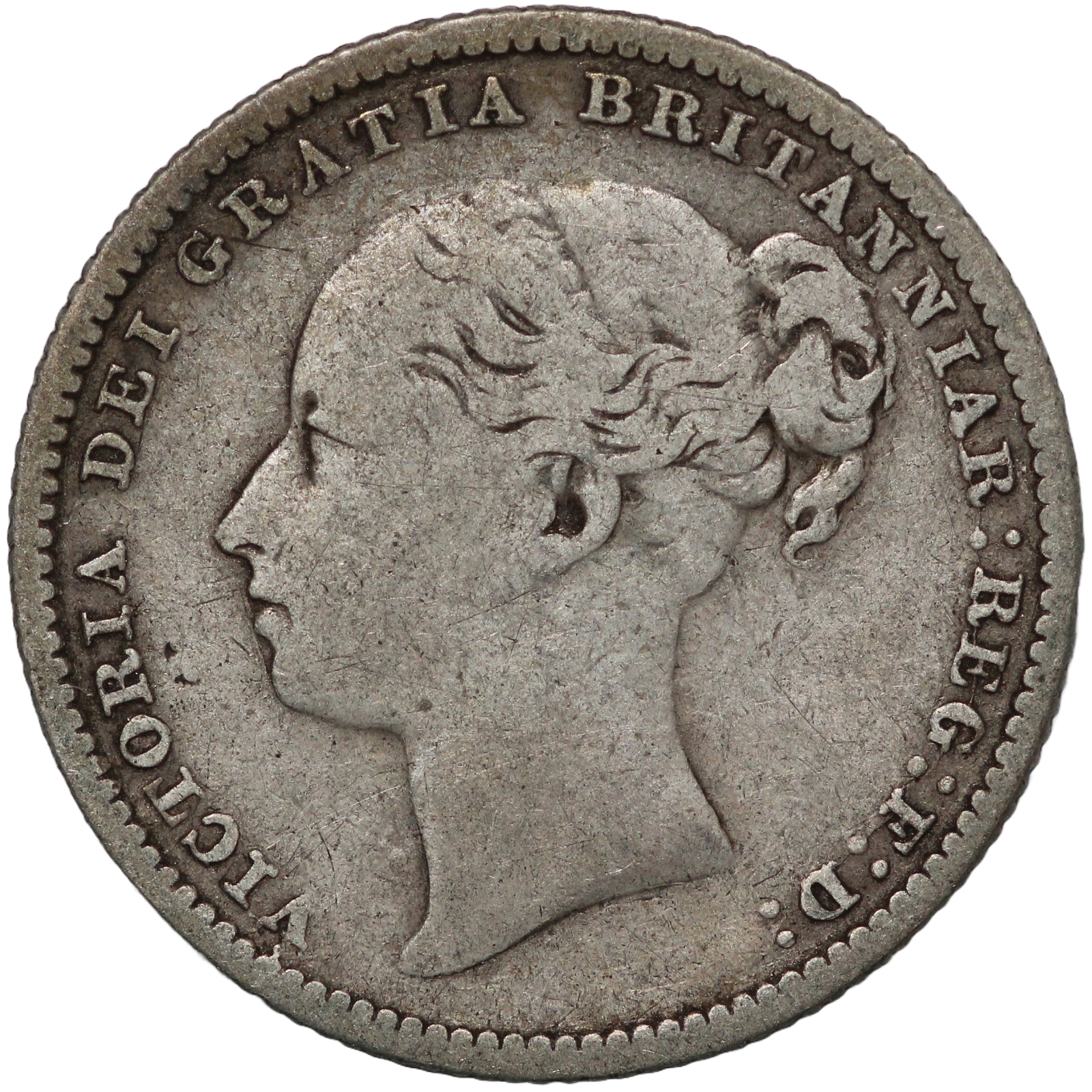Great Britain 1884 Shilling Victoria Young Head No Die Number S-3907 ...