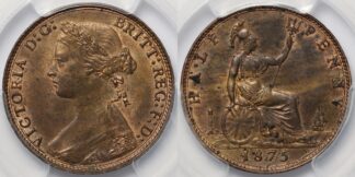 1875 Halfpenny MS63RB PCGS