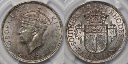 1944 Halfcrown AU58 Southern Rhodesia