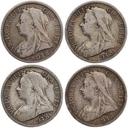 Lot of 4 Great Britain Victoria Old Head Halfcrowns 1898,99,1900,01 Silver Coins - Image 2