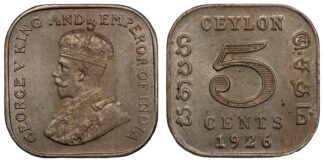 Ceylon 1926 5 Cents