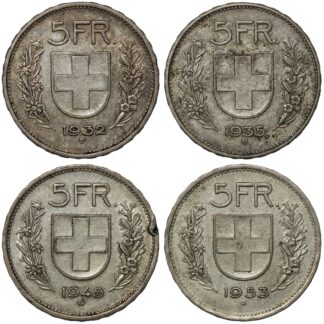 Switzerland 5 Francs Lot of 4