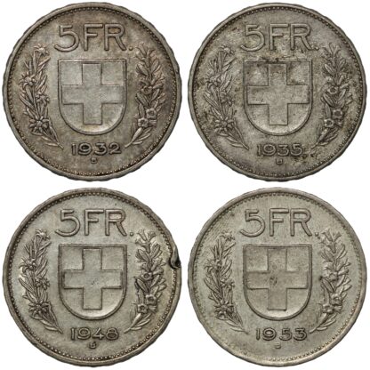 Switzerland 5 Francs Lot of 4