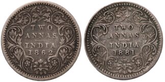 1862 & 1881 2 Annas