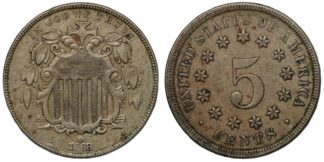 1868 Shield Nickel, reverse of 1868