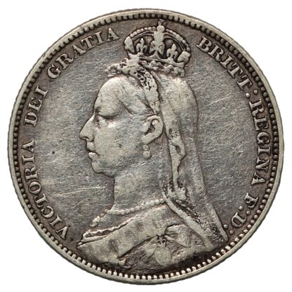 Great Britain 1889 Shilling Victoria Large Jubilee Head S-3927 Silver Coin - Image 2