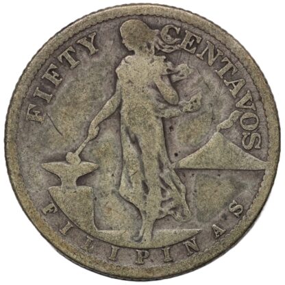 US Philippines 1907-S 50 Centavos San Francisco Mint KM# 171 World Silver Coin - Image 3