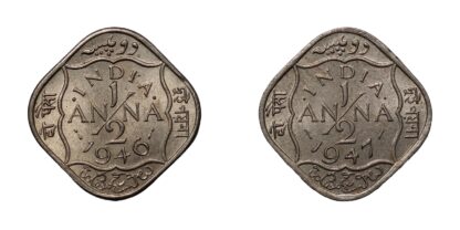 India-British 1/2 Anna 1946 & 1947