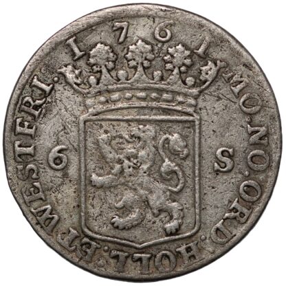 Dutch Republic Netherlands West Friesland 1761 6 Stuivers KM# 102.3 Silver Coin - Image 3