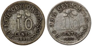 Ceylon 1892 1900 10 Cents