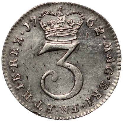 Great Britain 1762 Threepence George III S-3753 Early Milled Silver Coin - Image 3