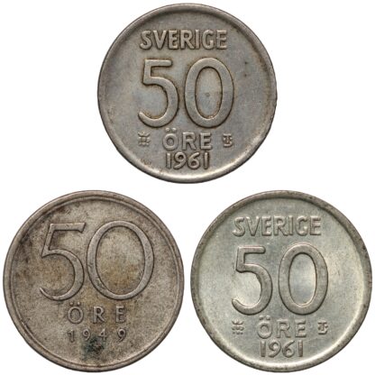 Lot of 3 Sweden 50 Ore