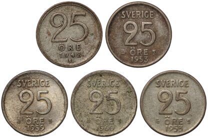 Lot of 5 Sweden 25 Ore