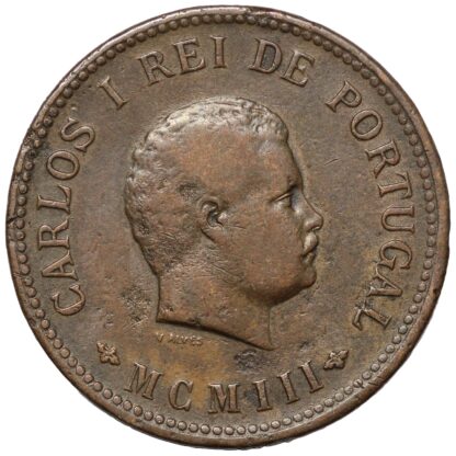 India-Portugese 1903 1/2 Tanga Carlos I KM# 16 World Bronze Coin - Image 2