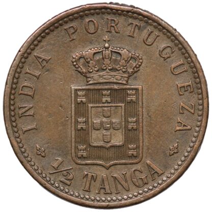 India-Portugese 1903 1/2 Tanga Carlos I KM# 16 World Bronze Coin - Image 3