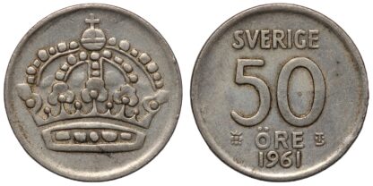 Lot of 3 Sweden 50 Ore 1949 & 1961 x2 World Silver Coins - Image 2