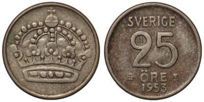 Lot of 5 Sweden 25 Ore 1948, 1953 x2, 1959 & 1960 World Silver Coins - Image 3