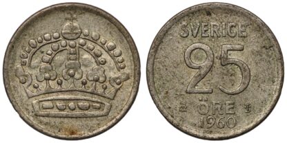 Lot of 5 Sweden 25 Ore 1948, 1953 x2, 1959 & 1960 World Silver Coins - Image 6