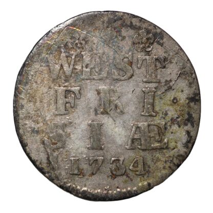 Dutch Republic Netherlands West Friesland 1734 Turnip 2 Stuivers Silver Coin - Image 2